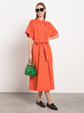 Co Poplin Shirtdress in Orange, size Large (fits L/XL)